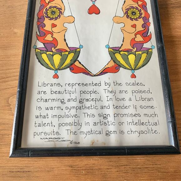 LIBRA Zodiac Horoscope Print Margot Johnson Modern Pop Art Vtg NY 1968 - Picture 3 of 10
